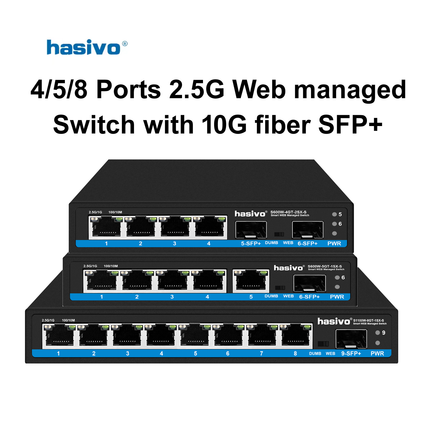 Sfp+ 10G Managed Switch 8 Port - Hasivo 2.5G Netzwerk-Switch mit 4/5/8 Ports,