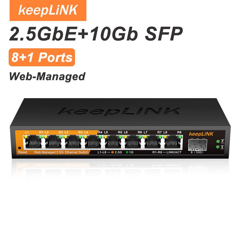 Sfp+ 10G Managed Switch 8 Port - KeepLiNK KP-9000-9XHML-X 2,5Gb Managed Switch mit