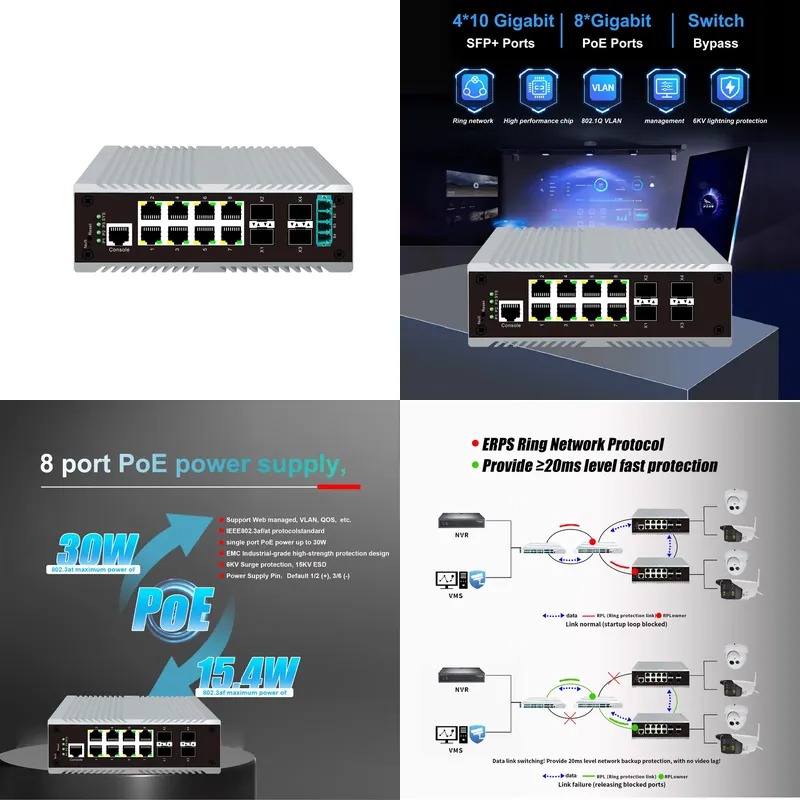 8-Port PoE Industrie-Managemen – Sfp+ 10G Managed Switch 8 Port Bewertung und Preis